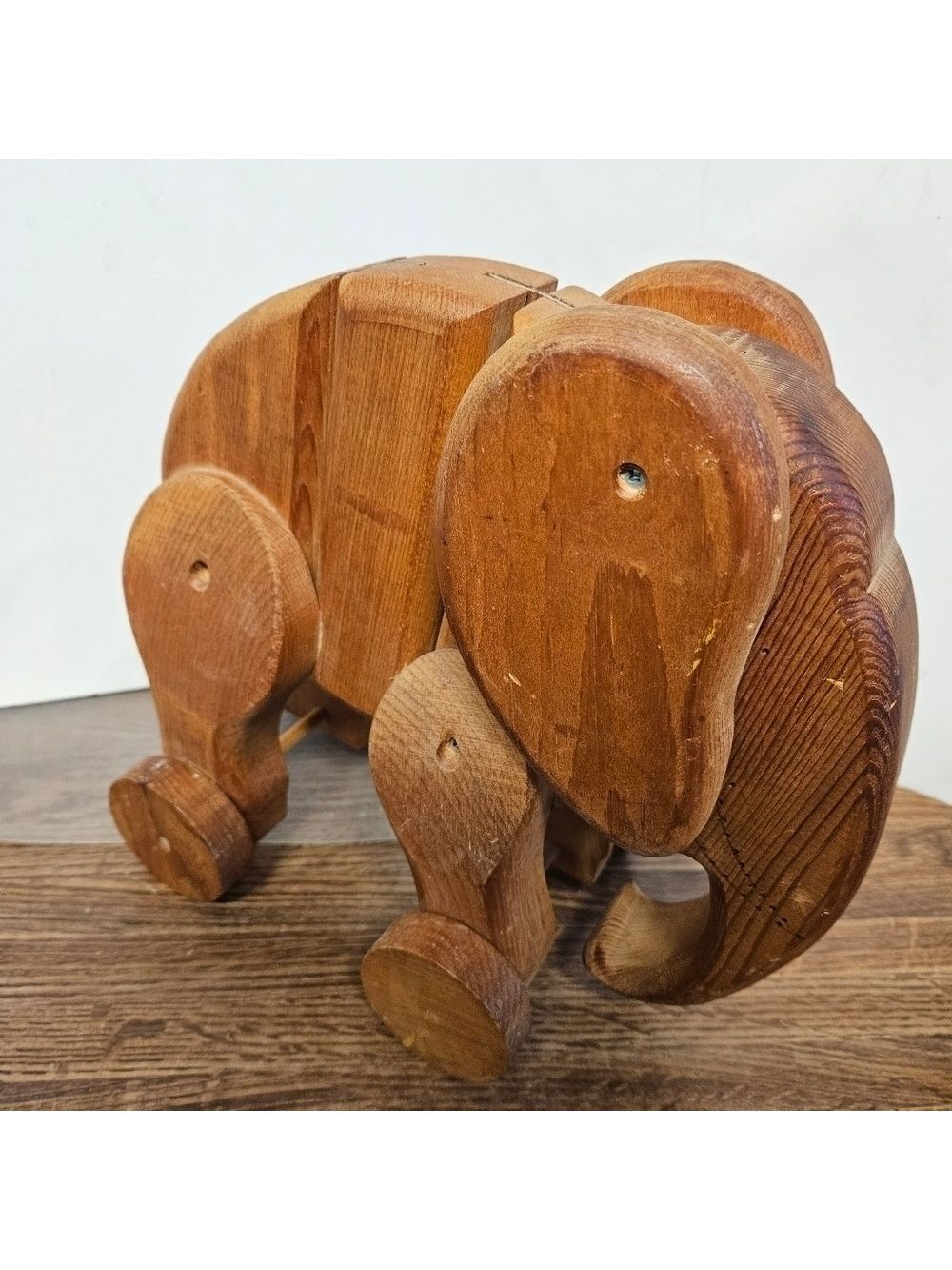 Vintage 70s Handcrafted Wooden Elephant